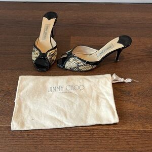 JIMMY Choo Black Snake Skin Heels Size 37.5/7.5